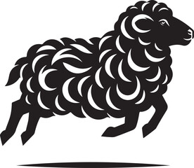 Sheep line art Vector Illustration Black silhouette