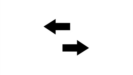 Black color forward left and right pointing solid long arrow icon sketch as symbol. Collection of arrow icon.