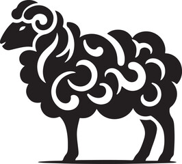Sheep line art Vector Illustration Black silhouette