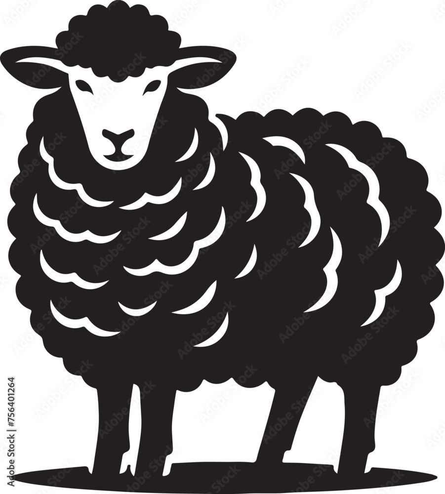 Poster Sheep line art Vector Illustration Black silhouette - Posters