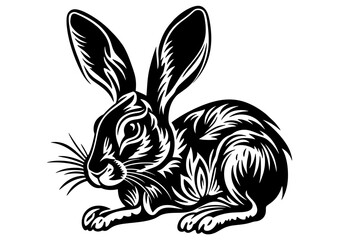 Art Nouveau Easter Rabbits Graphic Accents, vector illustration, vintage elements