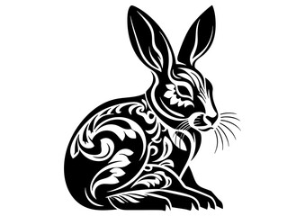 Art Nouveau Easter Rabbits Graphic Accents, vector illustration, vintage elements