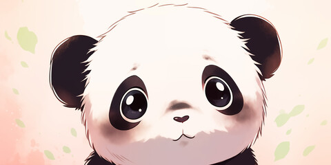 Hand drawn cartoon cute panda illustration
