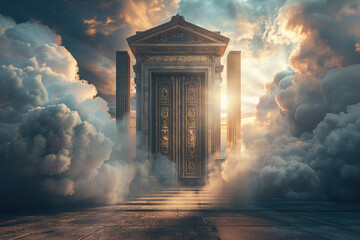 The gates of heaven. Religious concept of the entrance to heaven for Christians