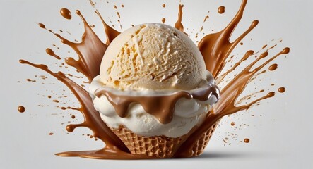 Delicious ice cream explosion, on isolated white background
