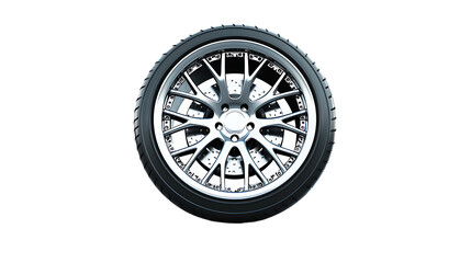 racing silver car wheel isolated on transparent background