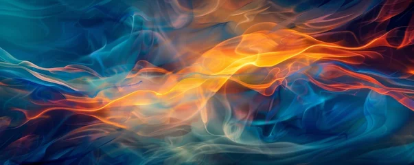 Poster An artistic depiction featuring elegant, stylized fire flames, capturing beauty and symbolizing both warmth and transformation. © vadymstock