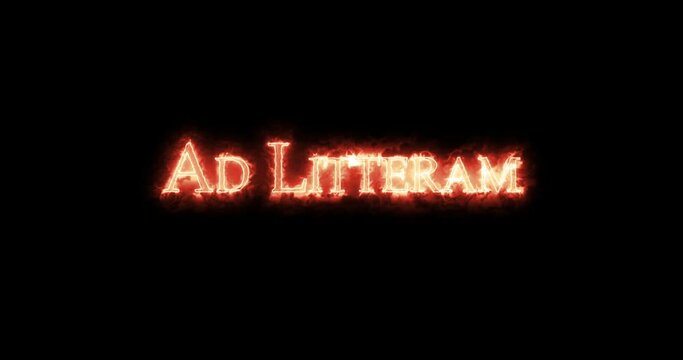 Ad Litteram written with fire. Loop