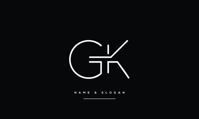 Alphabet Letters GK, KG, Initials Logo Monogram