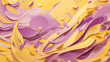 Abstract yellow and purple background illustration with shades of lilac fluid color