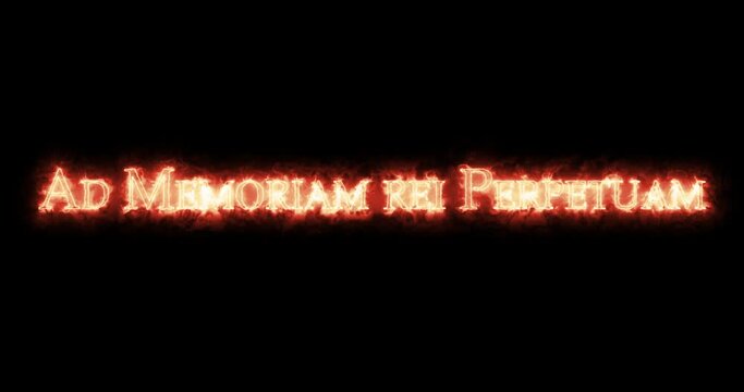 Ad Memoriam Rei Perpetuam written with fire. Loop