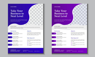 Template vector design for Brochure, AnnualReport, Magazine, Poster, Corporate Presentation, Portfolio, Flyer, infographic, layout modern with blue and purple color A4 size, Easy to use and edit.