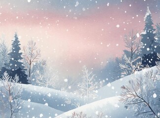 Winter forest landscape illustration background