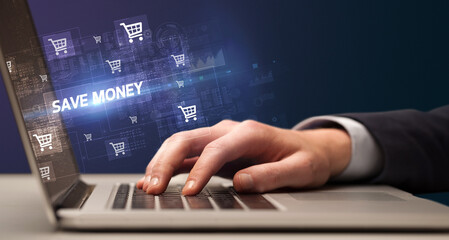 Businessman working on laptop concept concept