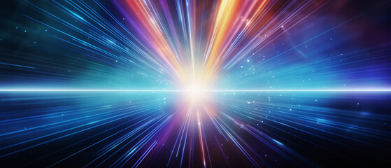 Light-speed hyperspace space warp background, colorful abstract. - obrazy, fototapety, plakaty