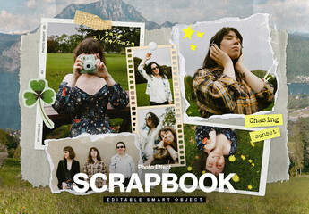 Scrapbook Photo Collage Mockup Layout