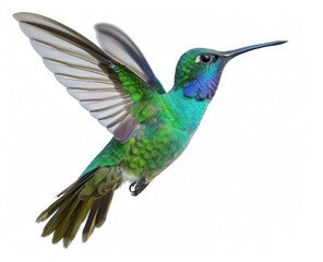 Fototapeta premium Iridescent Hummingbird in Hover - Graceful Wings in Motion Generative AI