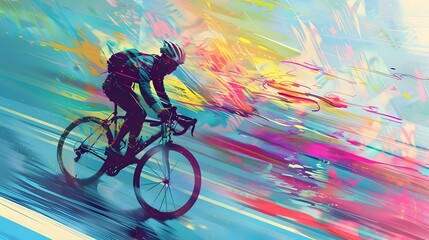 Dynamic cyclist in motion, ideal for sports, energy, and action themes in advertisements or editorial content.