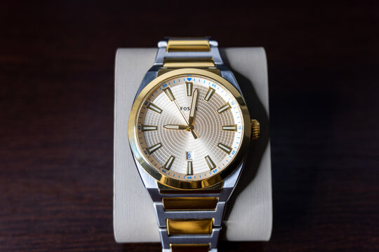 Arad,Romania 03 13 2024: Fossil Two Tone Stainless Steel watch