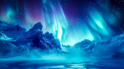 Enchanting aurora over icy landscape