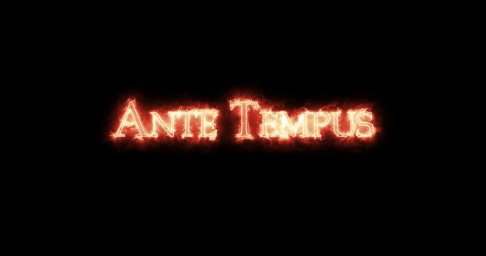 Ante Tempus written with fire. Loop