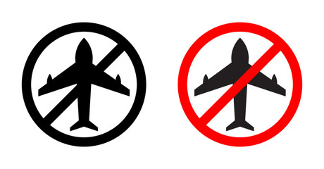 No Plane Sign Vector Illustration Set. Sky Limit Sign suitable for apps and websites UI design style.