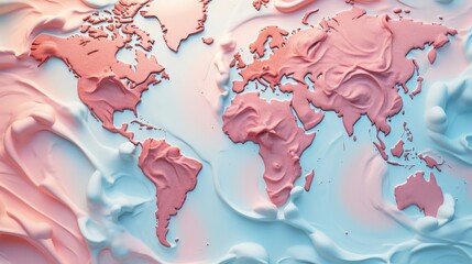 World map created out of soft pastel ice cream
 - obrazy, fototapety, plakaty
