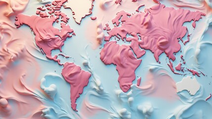 World map created out of soft pastel ice cream
 - obrazy, fototapety, plakaty