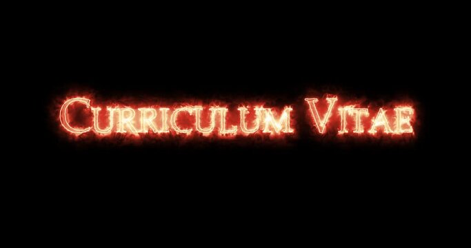 Curriculum vitae written with fire. Loop