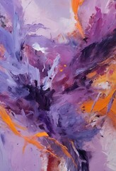 Picture, strokes on canvas with paints in purple shades