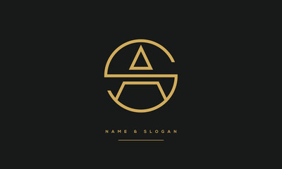 SA, AS, S, A, Abstract Letters Logo monogram