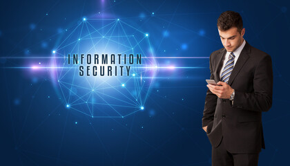 businessman thinking about security concept concept