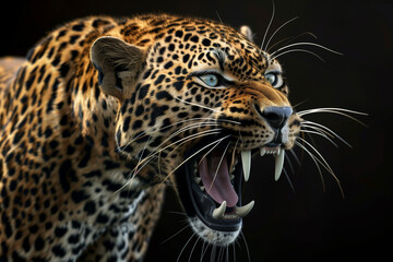 a roaring leopard