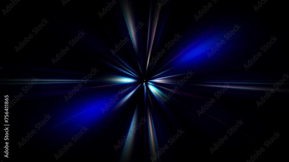 Poster abstract loop center colorful shine light sparking with beam radial shine ray light on black backgro