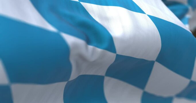 Seamless loop in slow motion of Bavaria civil flag waving in the wind