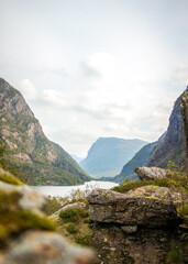 landscape with mountains in Norway fjord 