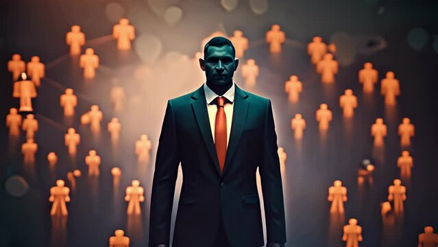 Business network structure HR Human resources. Business leadership concept. Management and recruitment. Social network. Different person, business, leader.
