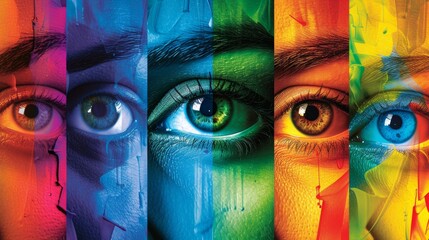 Vibrant Rainbow Colors Painted on Faces Representing LGBTQ+ Pride