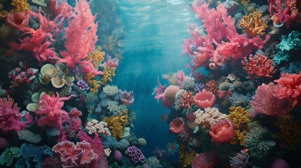 Fototapeta na wymiar Underwater Scene With Corals and Marine Life