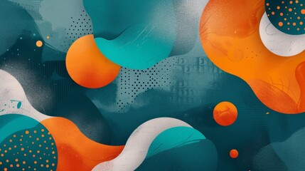 Fototapeta premium Abstract Painting With Orange and Blue Colors