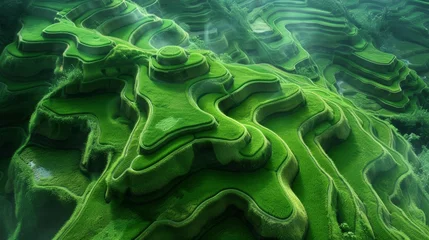 Wandcirkels aluminium Grass-covered Green Landscape © Viktoriia