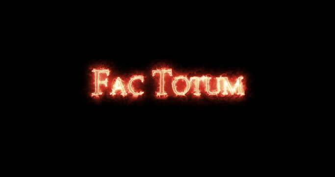 Fac totum written with fire. Loop