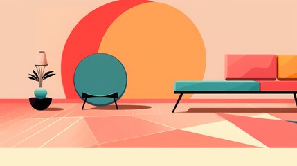 geometric-patterned rug illustration ,minimalism