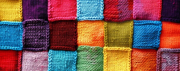 Vibrant Array of Multicolored Knitted Textiles in Close-Up View
