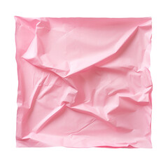 A sheet of pink, crumpled paper isolated on transparent background
