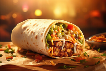 Close-up of Street Food, Quick and Delicious, Juicy Photo of Shawarma, Capturing the Savory...