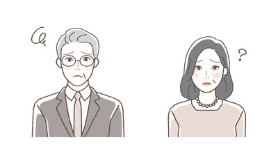 Business person in suit, upper body illustration set. Negative.