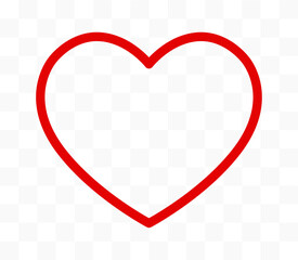 Red heart outline flat icon, the symbol of love, valentines.