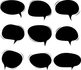 Set of speech bubbles or chat bubbles doodles hand drawn