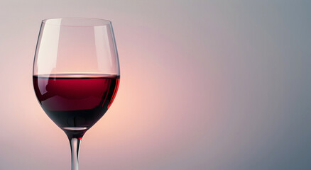 A glass of white wine on a lilac background